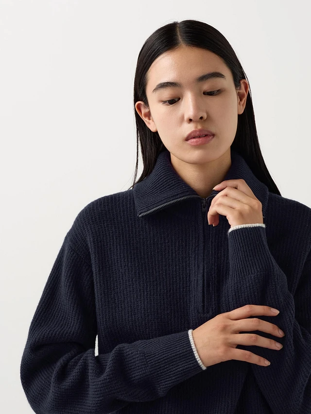 UNIQLO Lambswool Half-Zip Sweater | Pike and Rose UNIQLO Lambswool Half-Zip Sweater | Pike and Rose