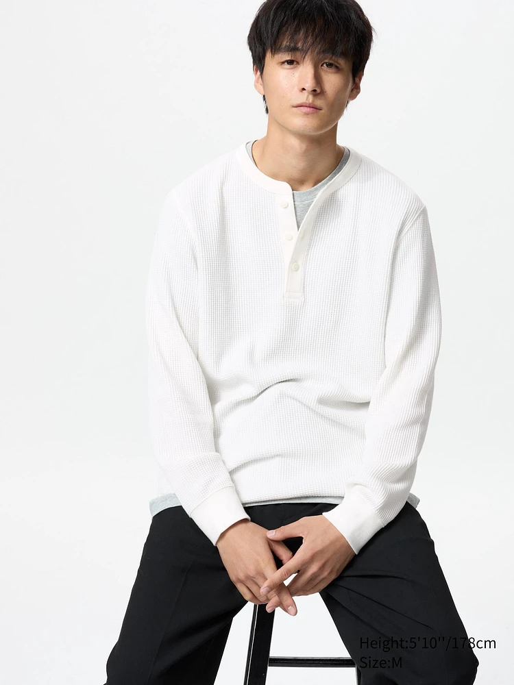 UNIQLO WAFFLE HENLEY NECK T-SHIRT | Square One