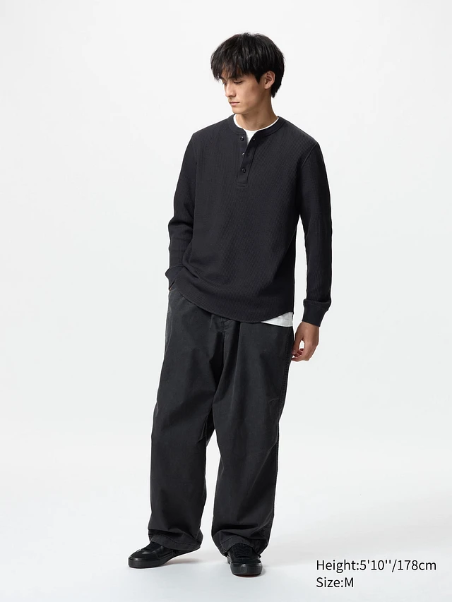 UNIQLO WAFFLE HENLEY NECK T-SHIRT | Square One UNIQLO WAFFLE HENLEY NECK T-SHIRT | Square One