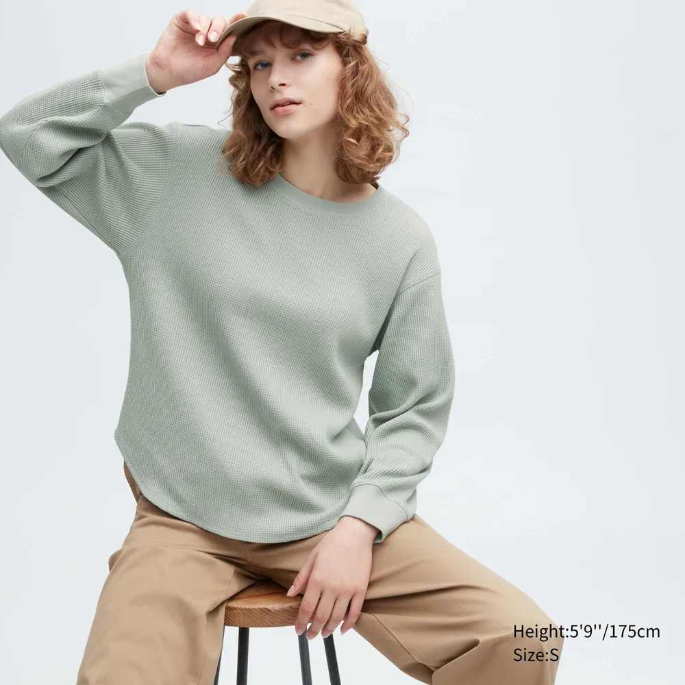 Uniqlo waffle discount oversized crew neck