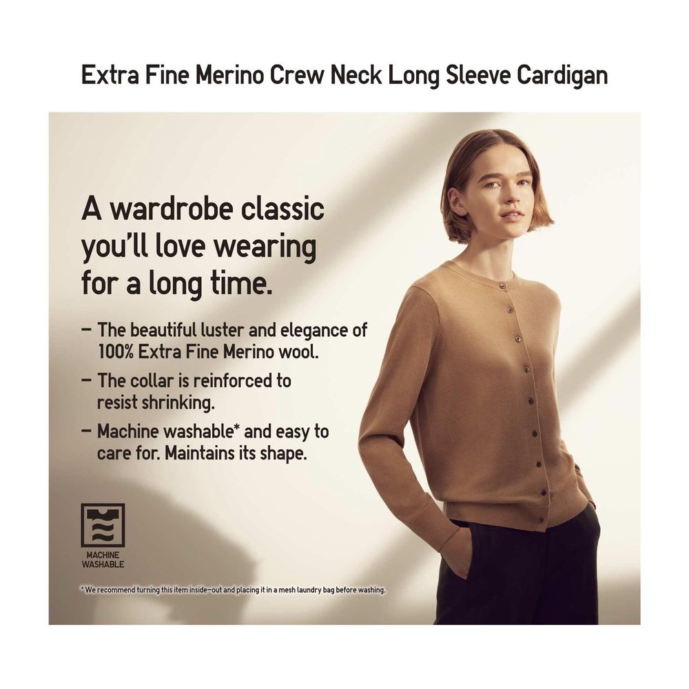 UNIQLO EXTRA FINE MERINO CREW NECK CARDIGAN | Coquitlam Centre