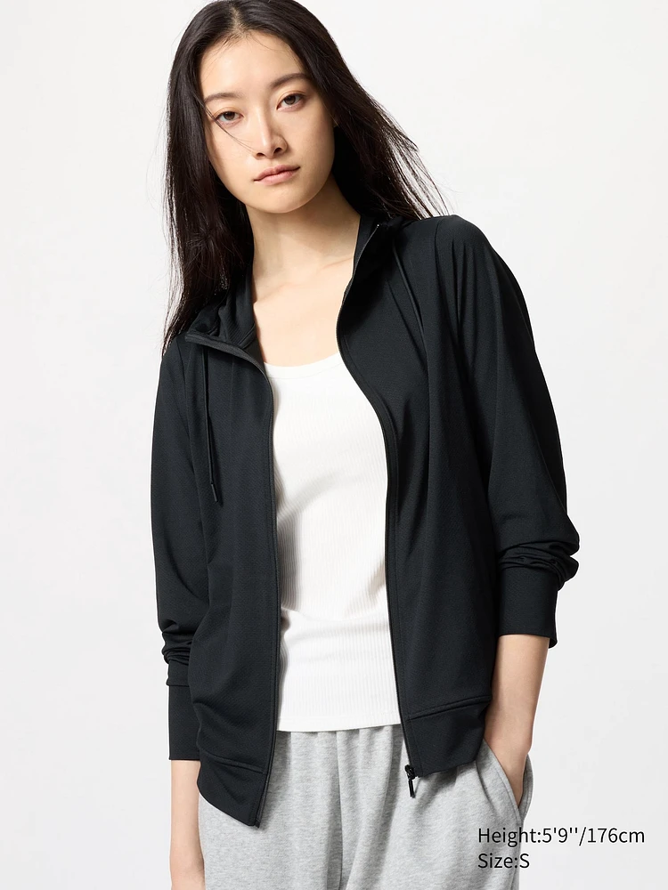 airi WOMEN'S AIRISM MESH UV PROTECTION FULL-ZIP HOODIE | UNIQLO CA