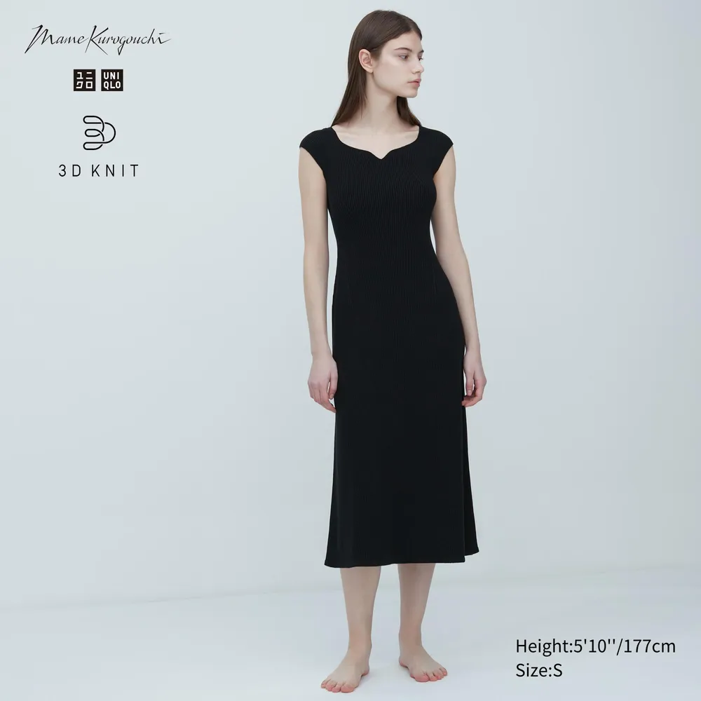 MAME KUROGOUCHI 3D KNIT RIBBED SLEEVELESS DRESS