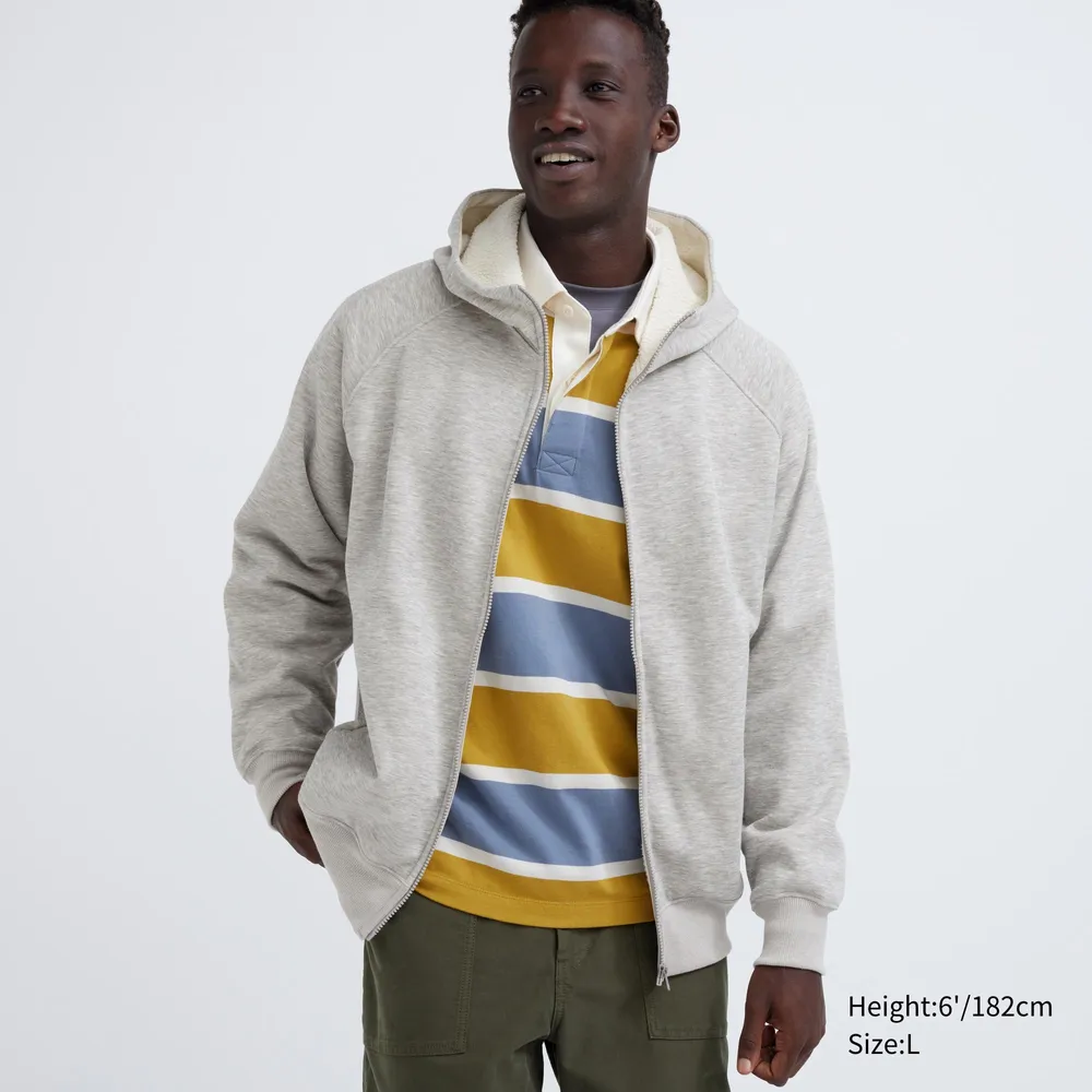 Uniqlo pile lined store sweat full zip hoodie