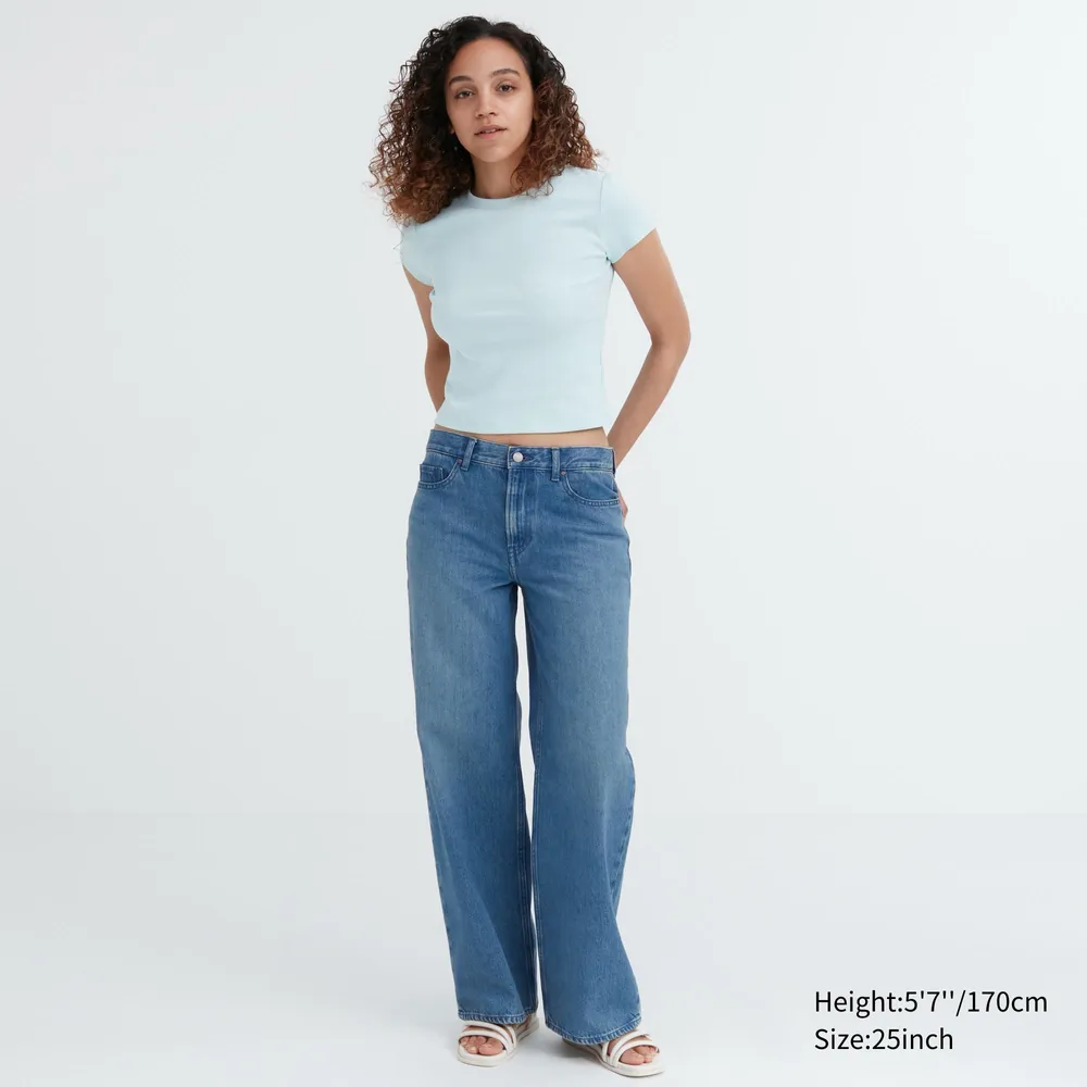 Uniqlo women high deals rise straight jeans