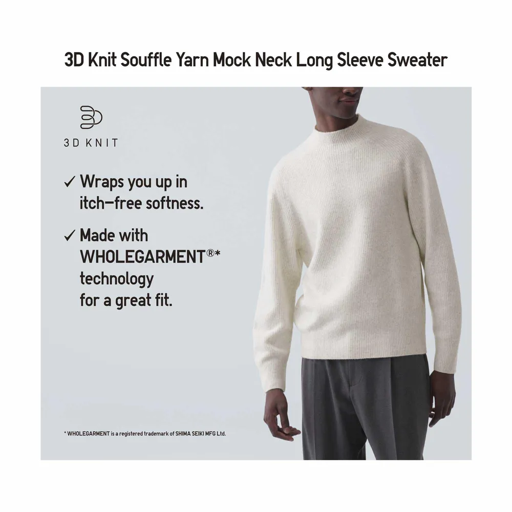 UNIQLO 3D KNIT SOUFFLE YARN MOCK NECK SWEATER | Coquitlam Centre