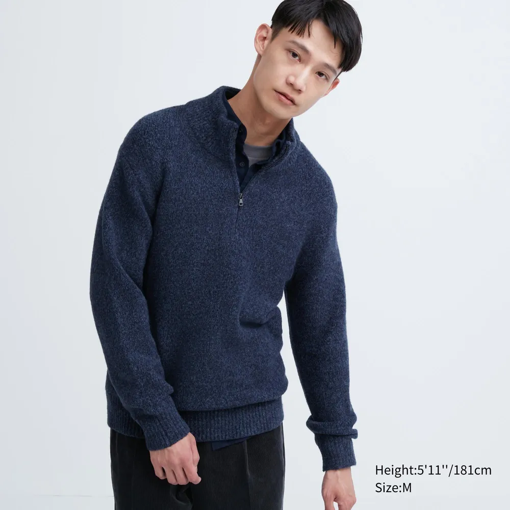 UNIQLO SOUFFLE YARN LONG SLEEVE HALF ZIP SWEATER Square One