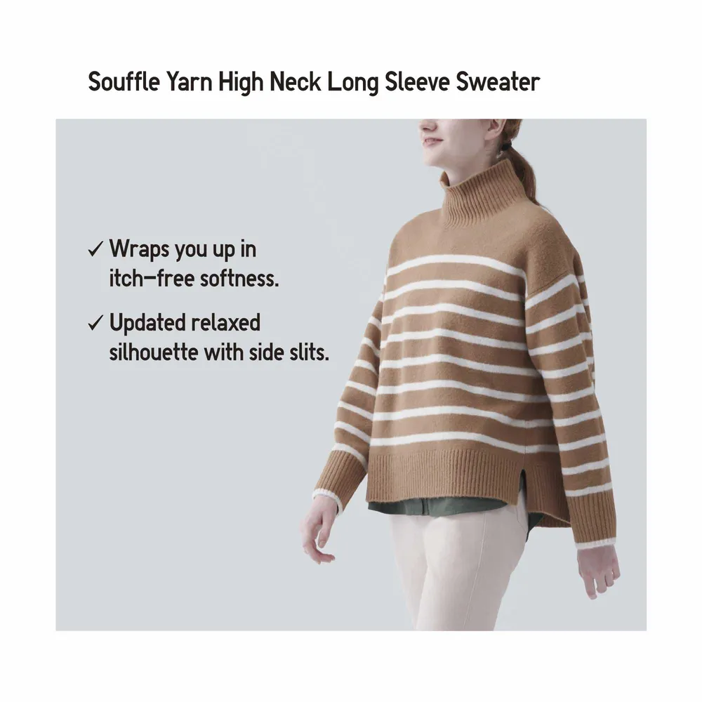 High neck outlet long sleeve sweater