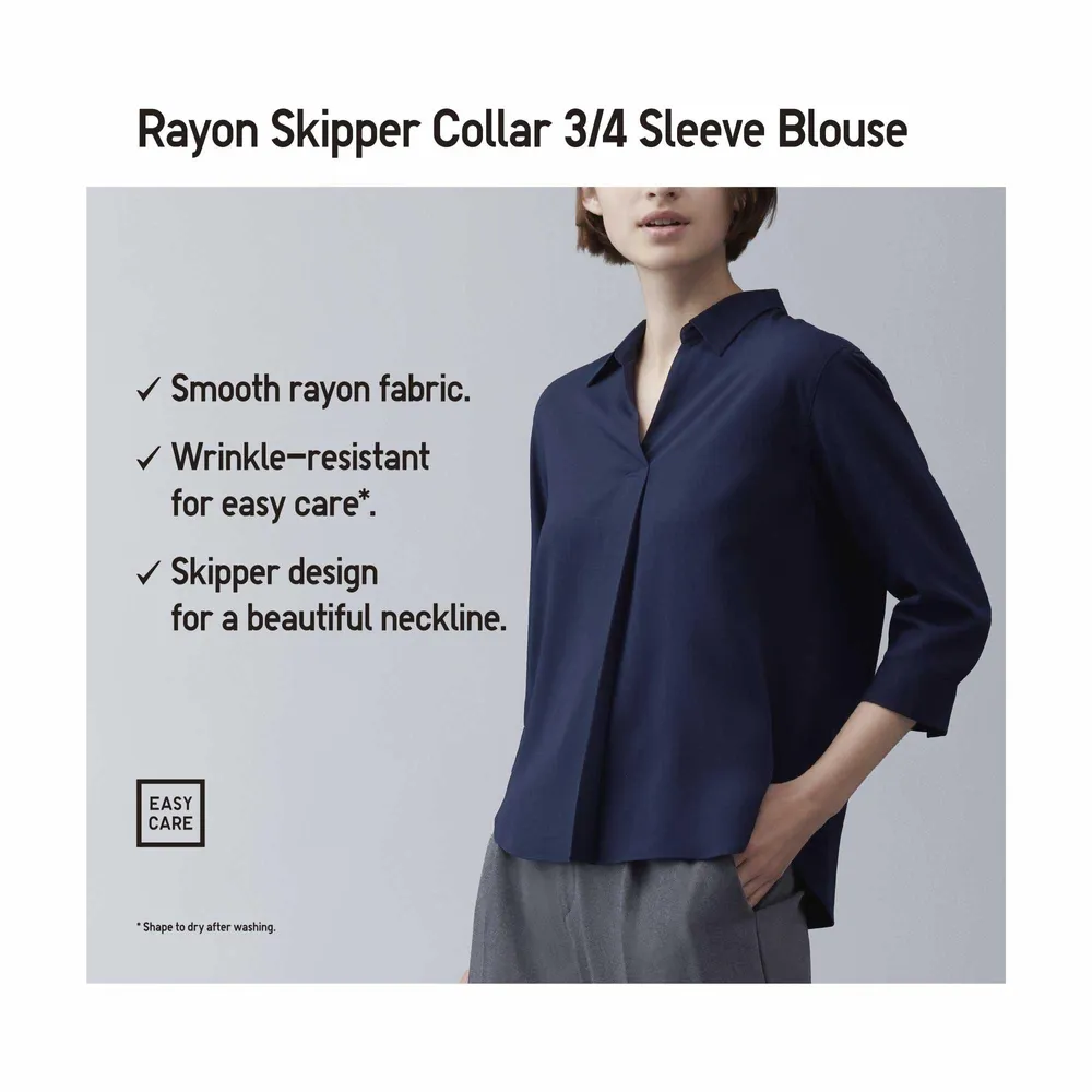 UNIQLO RAYON SKIPPER COLLAR 3/4 SLEEVE BLOUSE | Coquitlam Centre