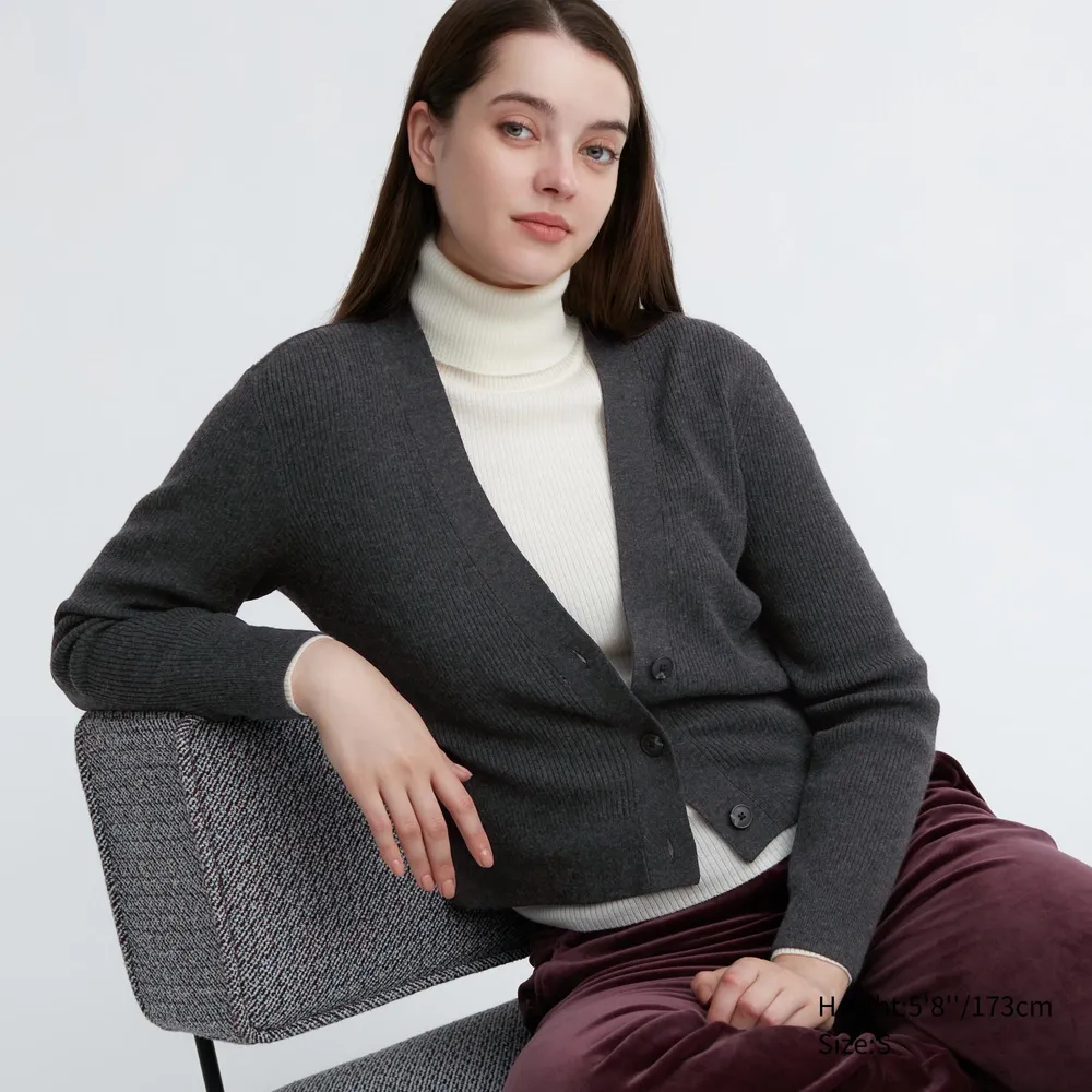 Uniqlo wool shop ribbed knitted coat