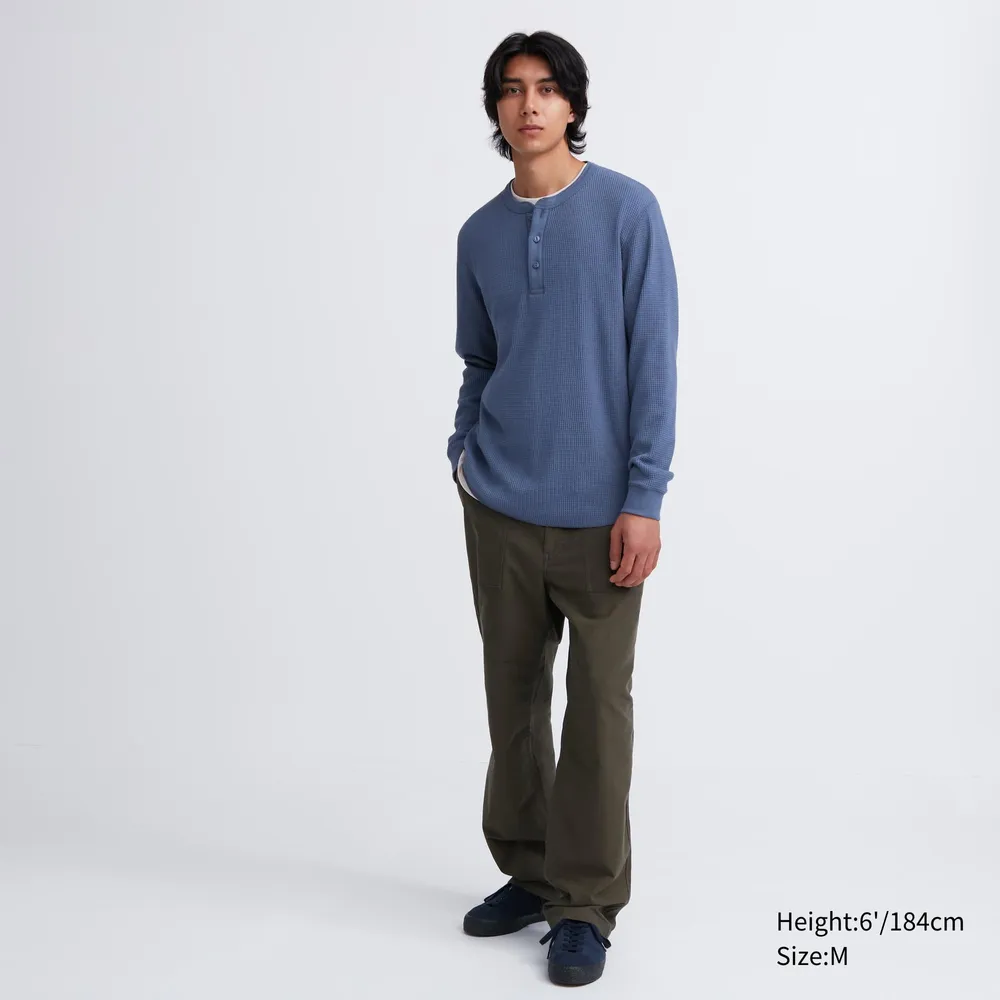 UNIQLO WAFFLE HENLEY NECK LONG SLEEVE T-SHIRT | Square One