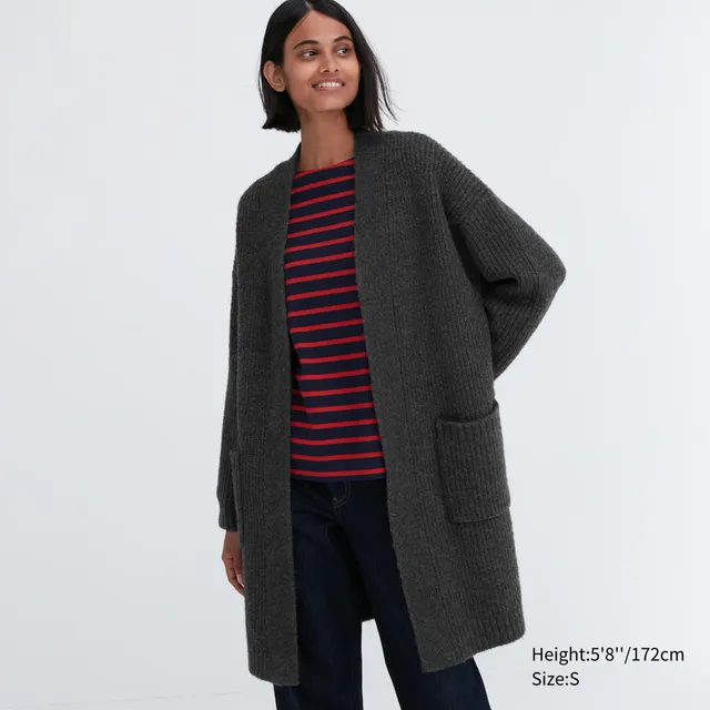 Women melange wool on sale hooded knitted coat