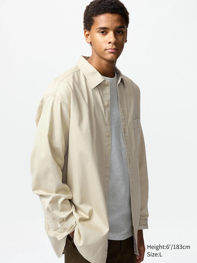 Y's BORN PRODUCT] COTTON TWILL DEFORMED SLEEVE SHIRT(XS