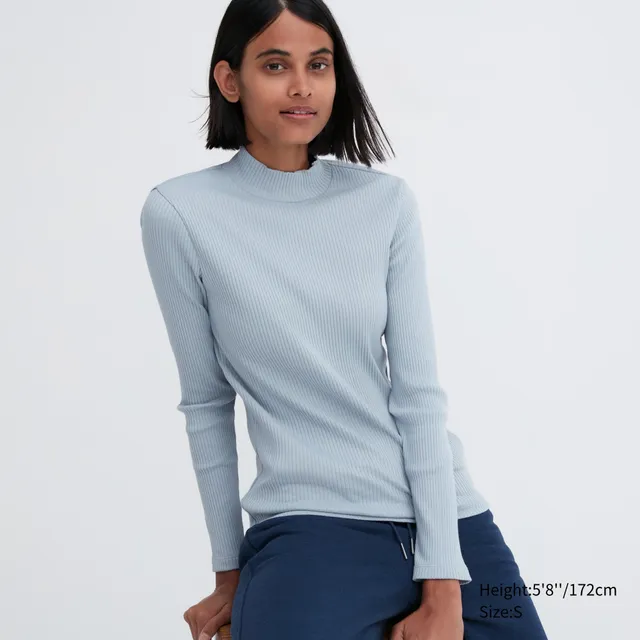 UNIQLO Ribbed Striped High Neck Long-Sleeve T-Shirt | Pike and Rose