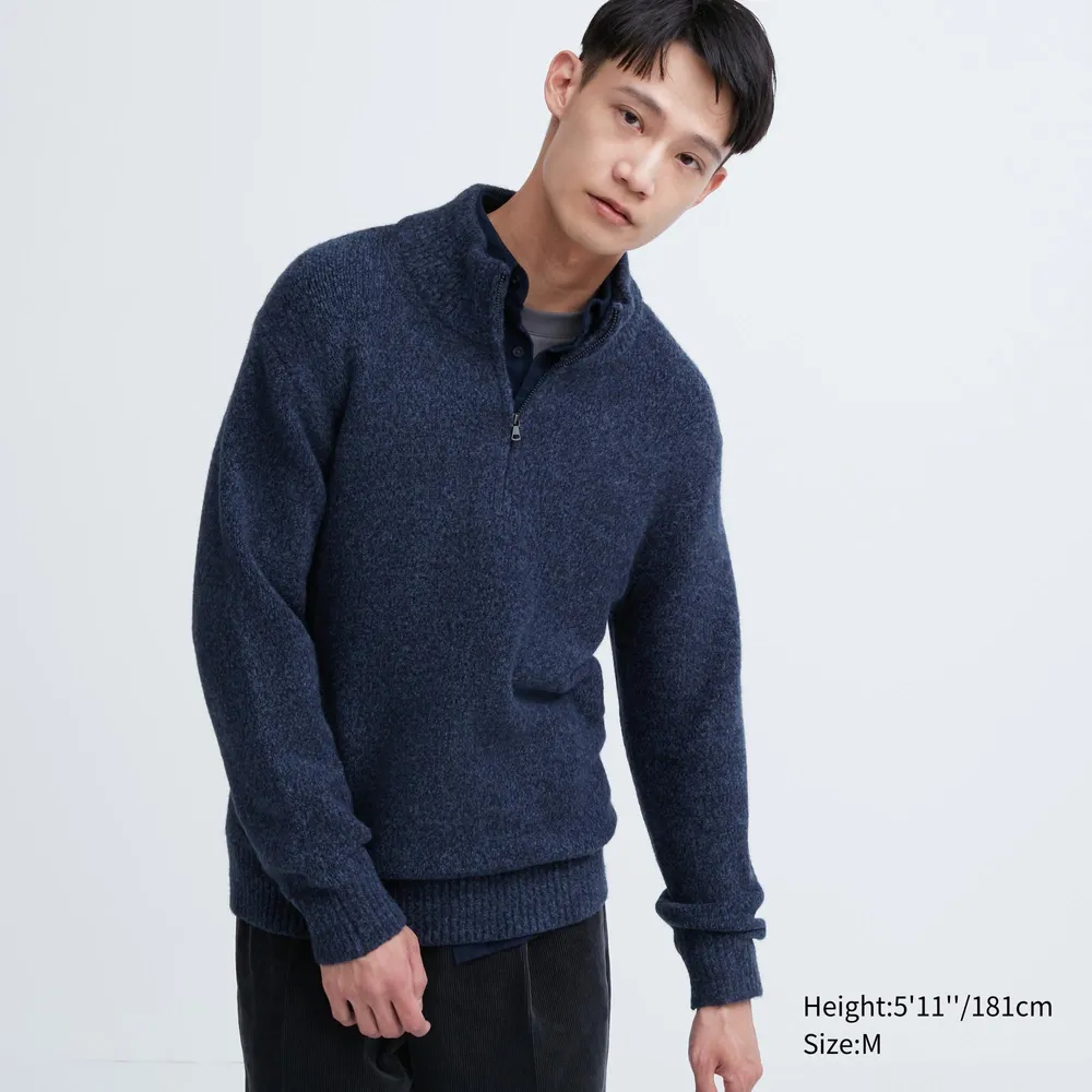 UNIQLO Souffle Yarn Long-Sleeve Half-Zip Sweater | Pike and Rose