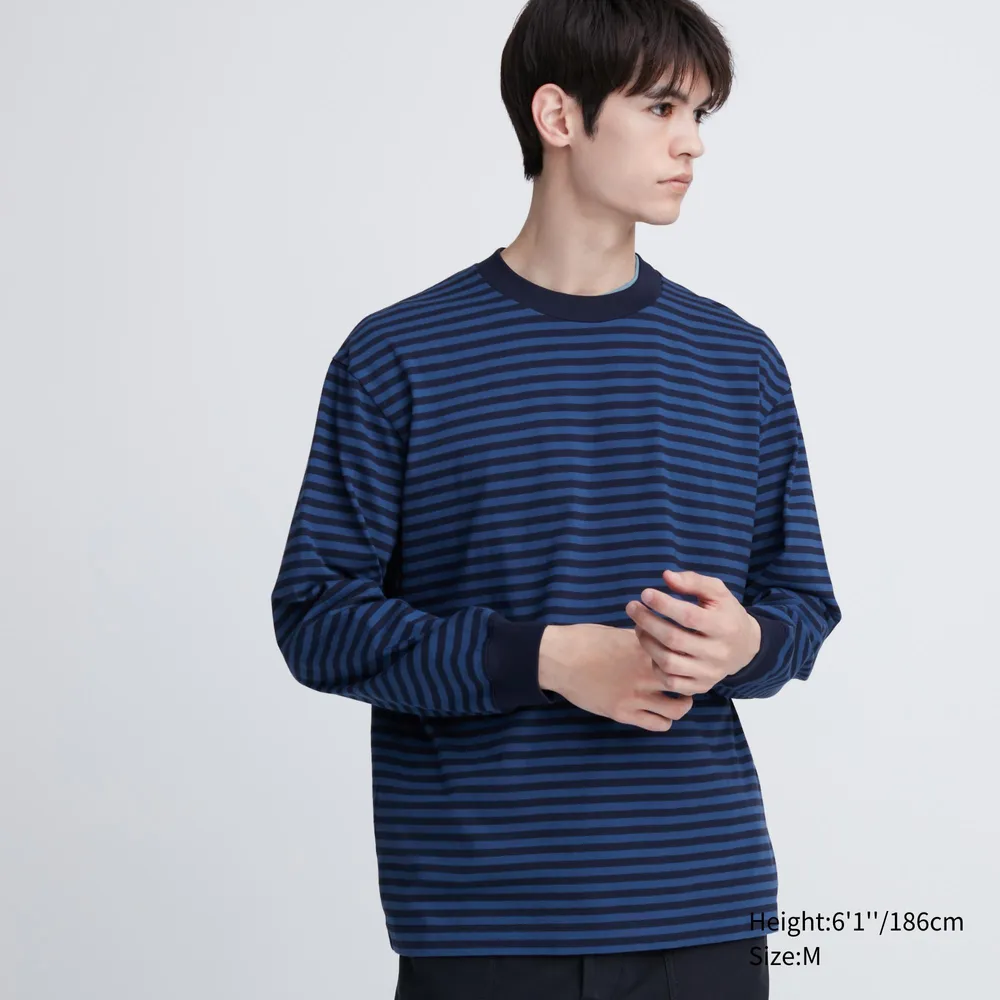 UNIQLO Washed Cotton Oversized Crew Neck Long-Sleeve T-Shirt