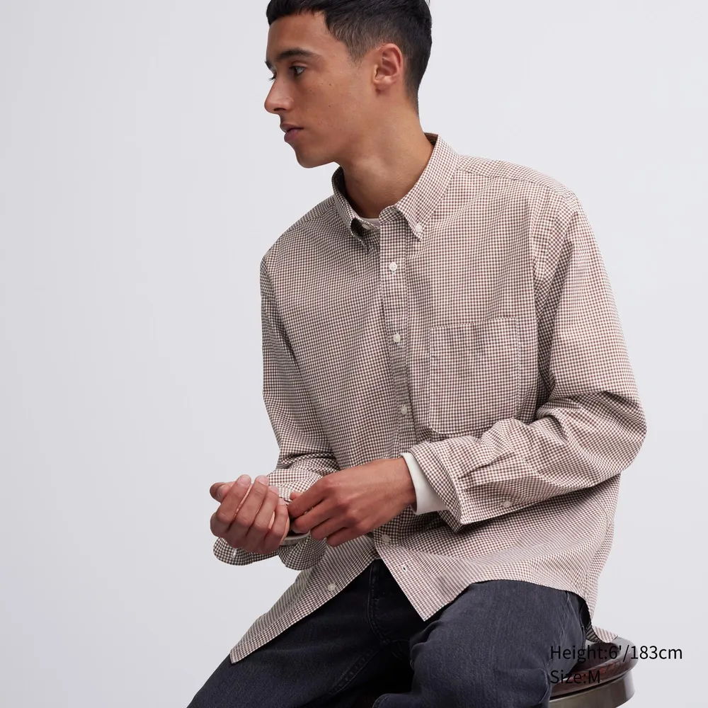 UNIQLO Extra Fine Cotton Broadcloth Checked Long-Sleeve Shirt