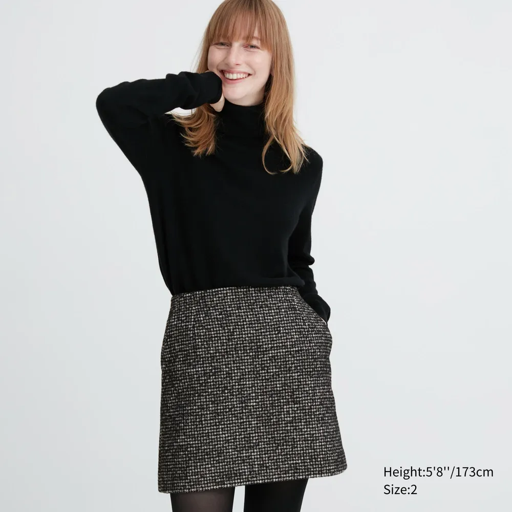 UNIQLO Tweed Mini Skirt (Houndstooth) | Pike and Rose