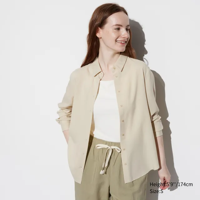 UNIQLO Rayon Long Sleeve Blouse | Pike and Rose