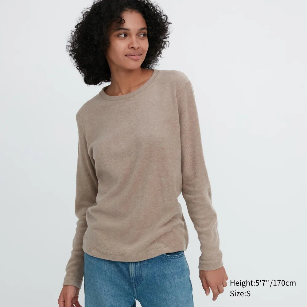 UNIQLO HEATTECH Fleece Crew Neck Long Sleeve T Shirt Pike and Rose