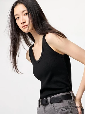 UNIQLO 2-Way Stretch Ribbed Lace Tank Top | Pike and Rose