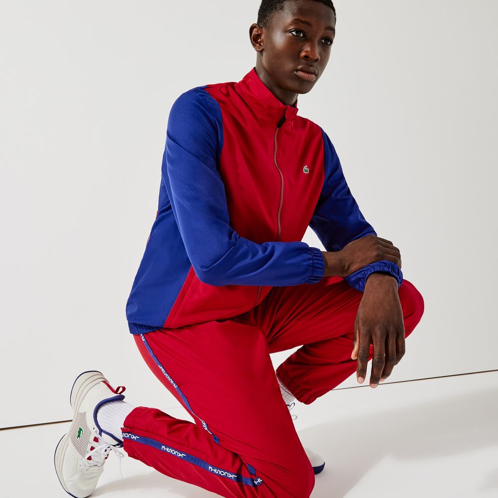 Survetement lacoste bleu blanc rouge hot sale