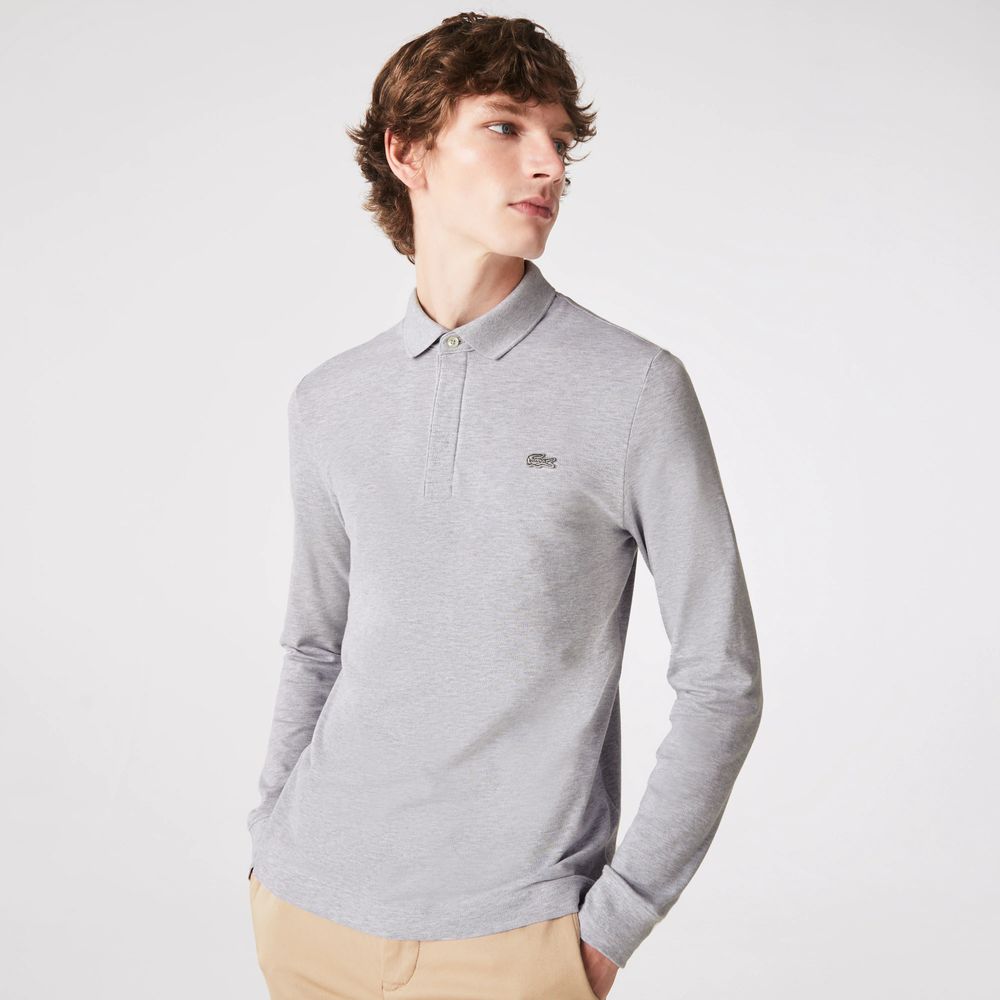 Polo lacoste manche longue gris clearance