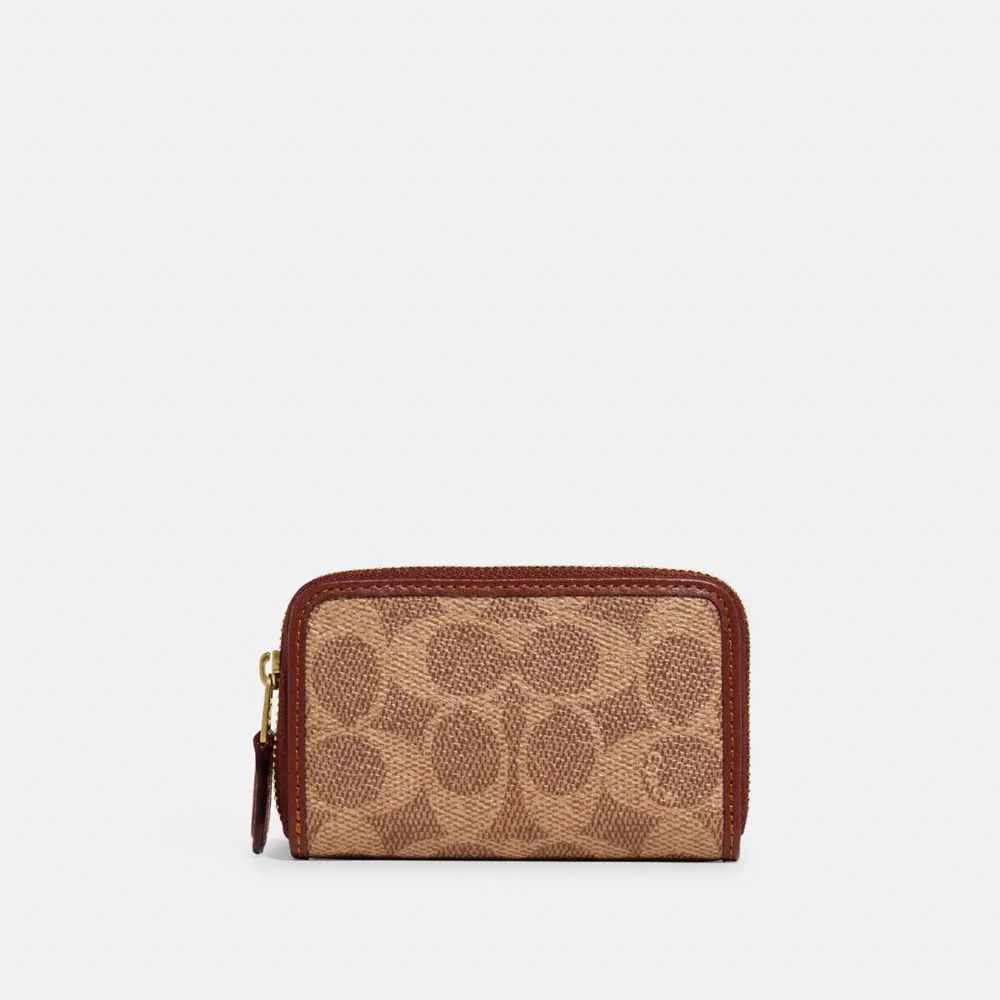 Coach Small Zip Around Card Case In Signature Canvas Mall of