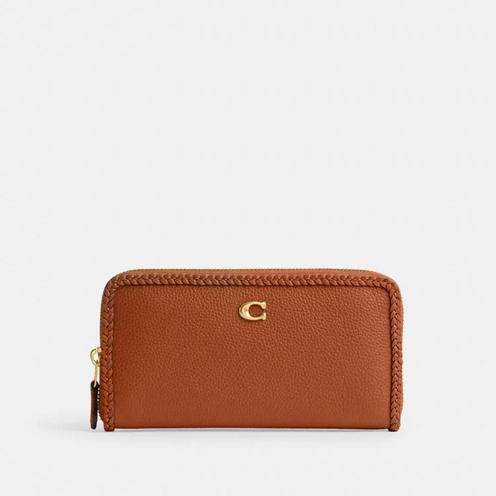 Coach accordion zip best sale wallet in pebble leather