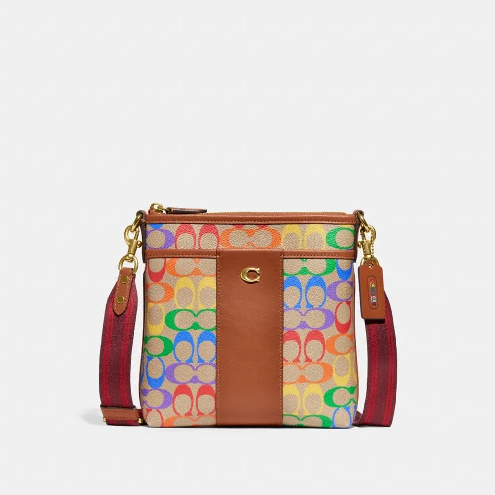 Coach Kitt Messenger Crossbody In Rainbow Signature Canvas Mall of