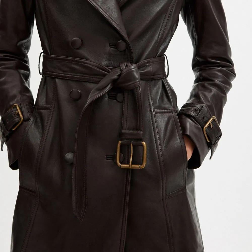 Coach leather hotsell trench coat