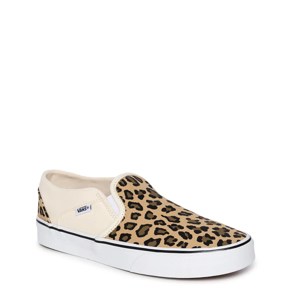 Vans asher leopard 2025 slip-on sneaker - womens