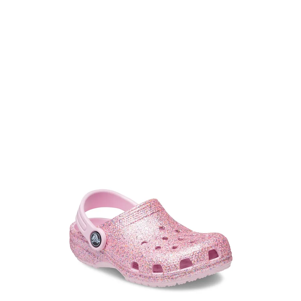 Girls pink best sale glitter crocs