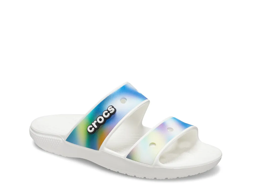 Crocs store rainbow slides