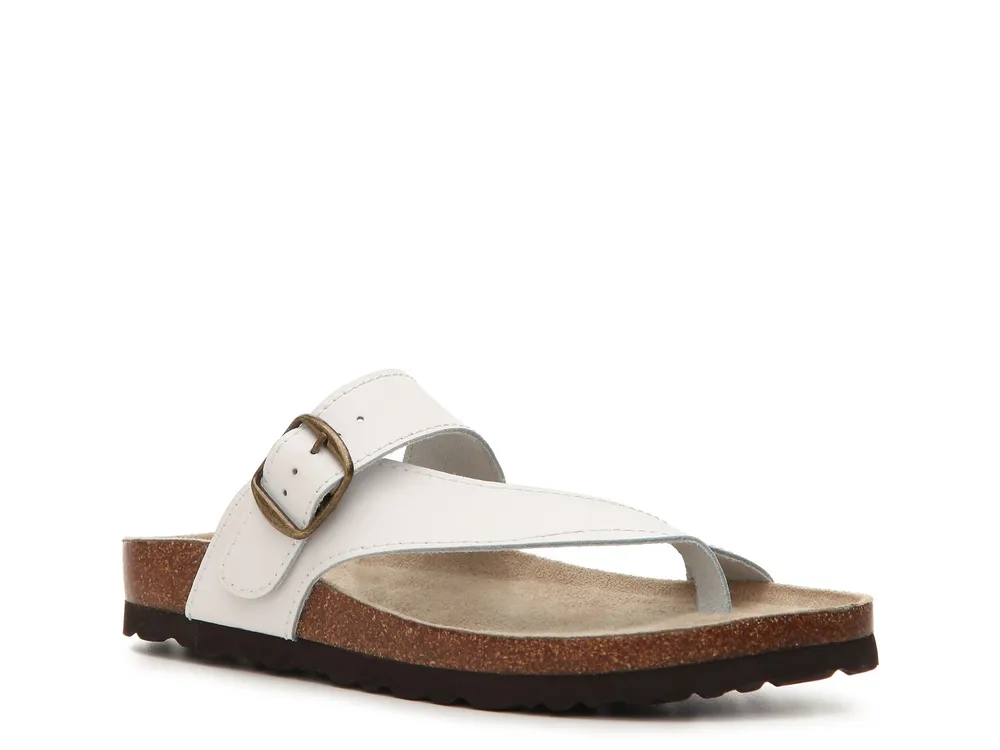 White Mountain Carly Leather Flat Sandal Hamilton Place