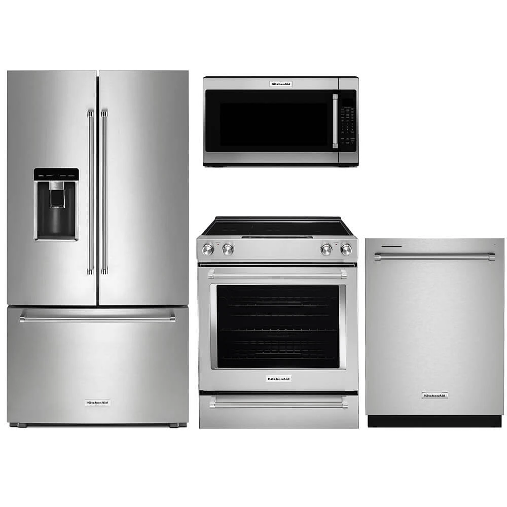 KitchenAid 4.Pc. Stainless French Door Counter-Depth Kitchen Package ...