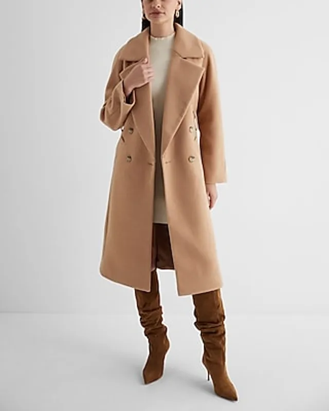 Express Faux Wool Double Breasted Signature Wrap Coat Women's