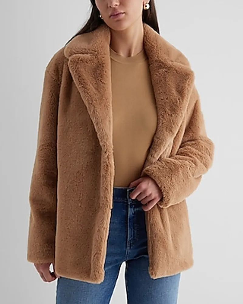 Express Faux Fur Coat White Women's XL | Connecticut Post Mall