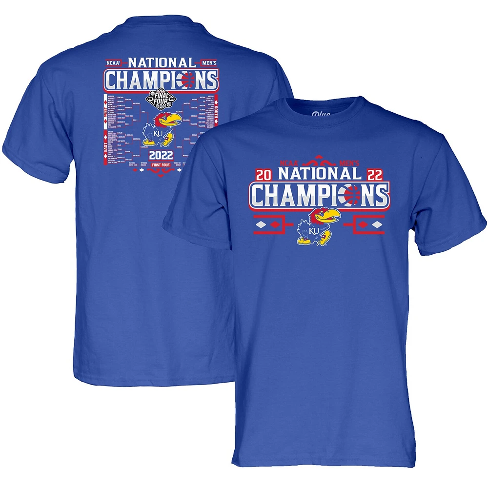 Lids Kansas Jayhawks Blue 84 2022 NCAA Men's Basketball National Champions Bracket T-Shirt ...