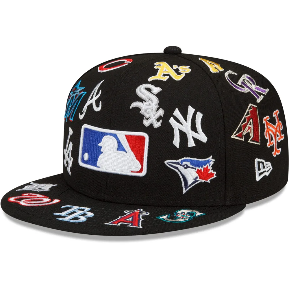 New Era Men's New Era Black MLB Allover Team Logo 59FIFTY Fitted Hat ...