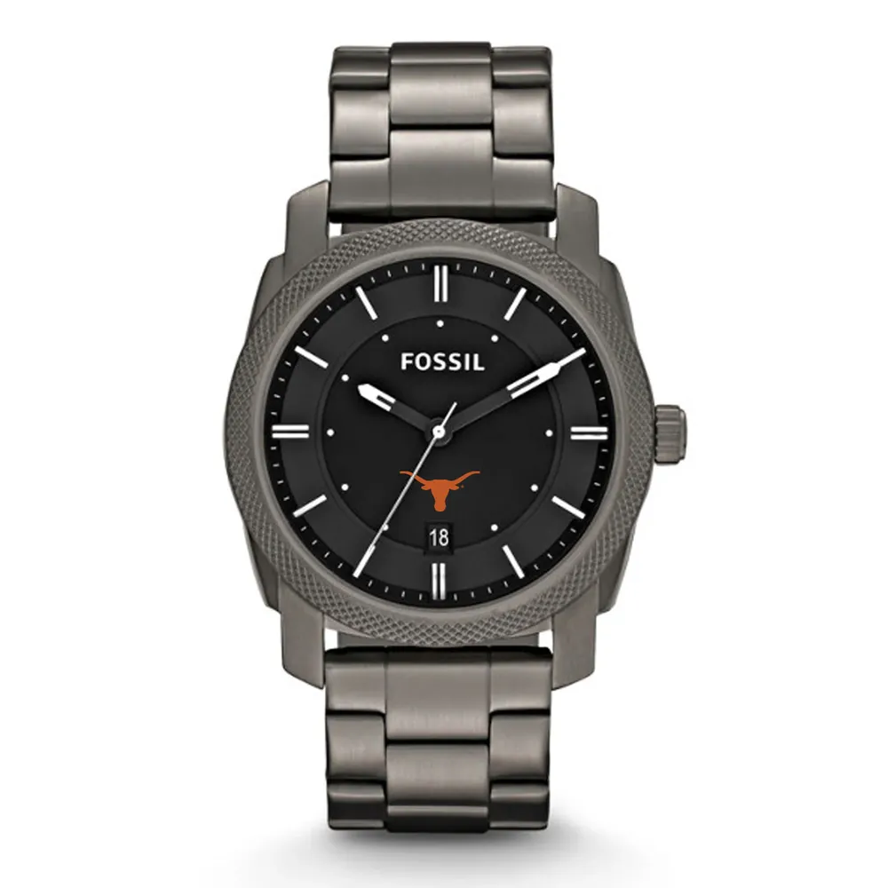 Lids Texas Longhorns Fossil Machine Smoke Stainless Steel Watch