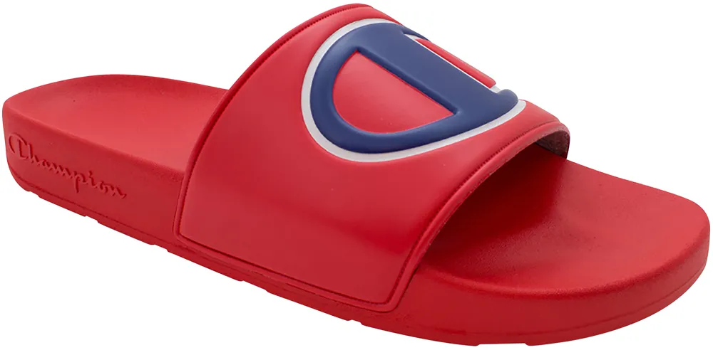 Red champion hot sale slides mens