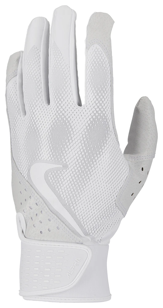 Nike Mens Nike Alpha Batting Gloves - Mens White/White/White Size M |  CoolSprings Galleria