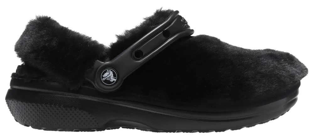 Black fuzzy crocs discount womens