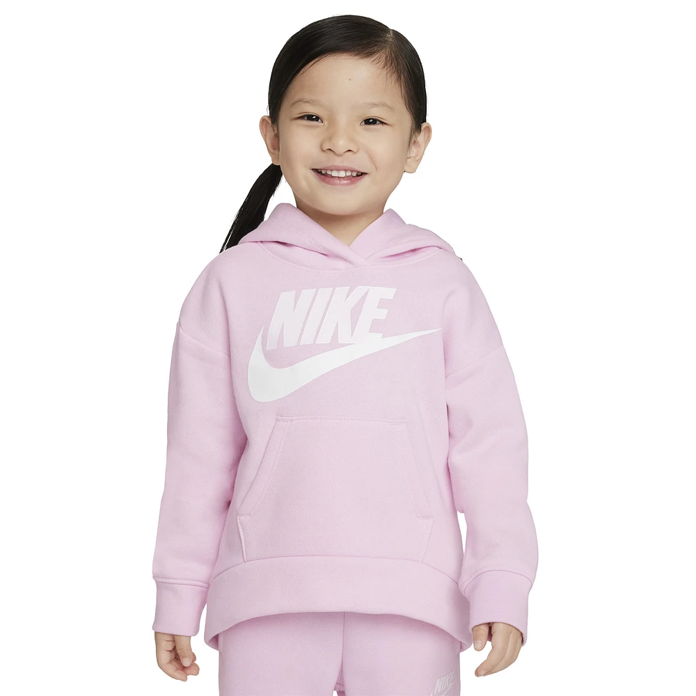 Nike Girls Club Fleece High Low Pullover Girls Preschool White