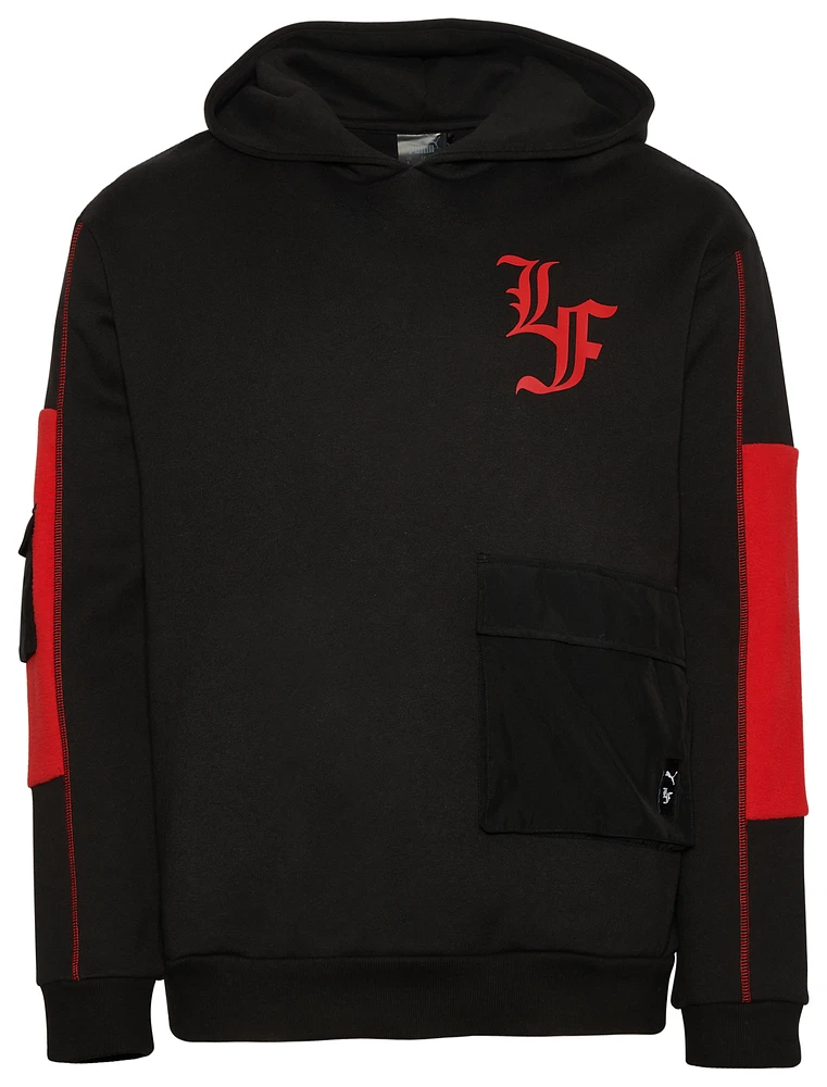 PUMA Mens Hoops X LaFrance Holiday Cargo Hoodie Black Red