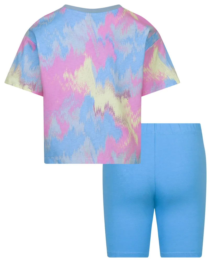 Nike crop top hot sale and shorts tie dye