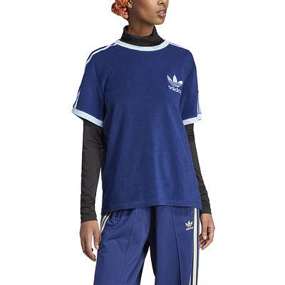 ☆adidas☆ Cropped Velvet Monogram Tee Brown adidas Originals Women's Cropped Velour Tee with Embossed