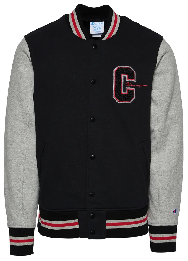 Champion Mens Champion Reverse Weave Letterman Jacket - Mens Black