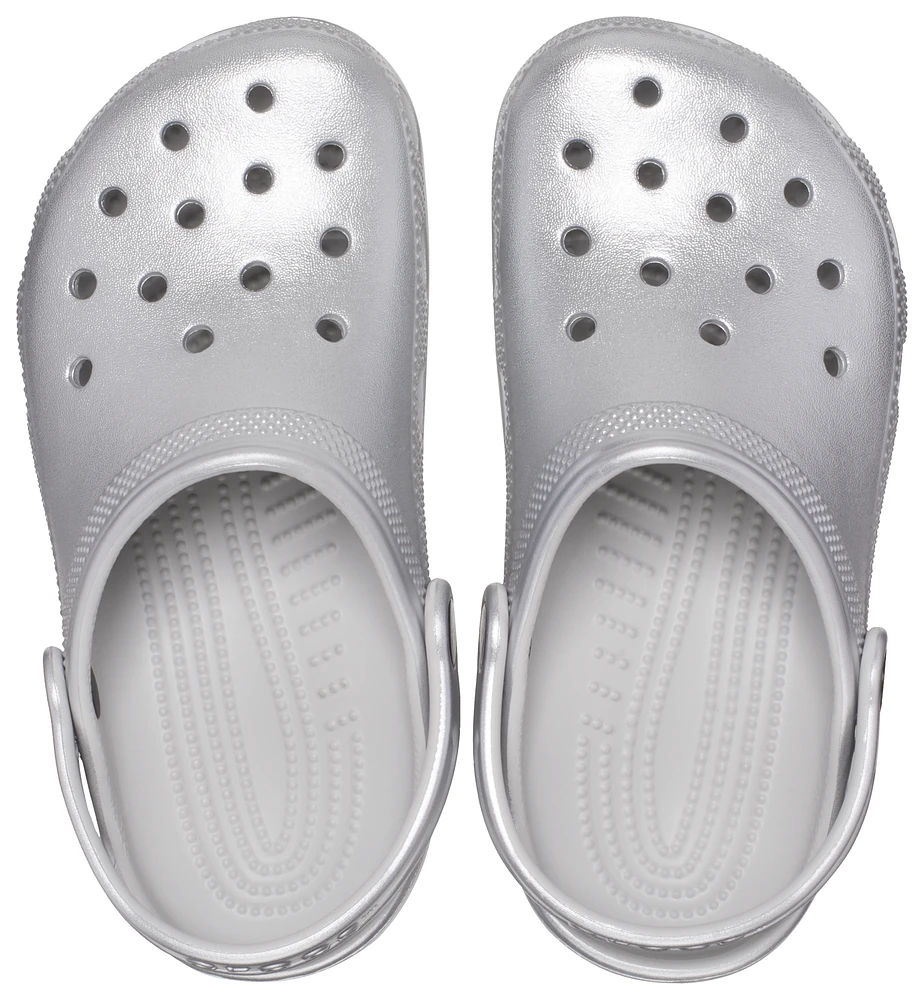 Girls silver crocs fashion